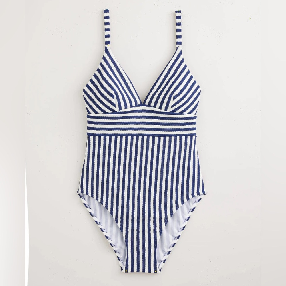 Boden Navy & White Vertical Stripe One-Piece Swimsuit - Picture 7 of 15